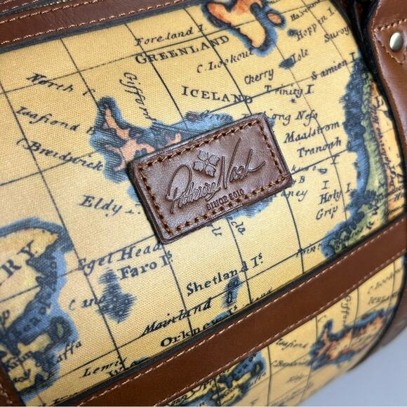 Patricia Nash Milano Weekender Duffel Bag European Map Patina Coated Linen NWT - Picture 4 of 12